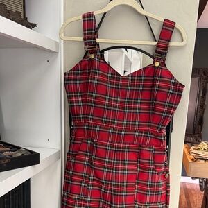 Unique Vintage Red Plaid Overalls